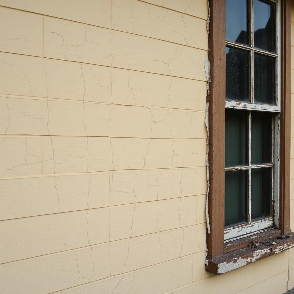 Faded peeling exterior siding before
